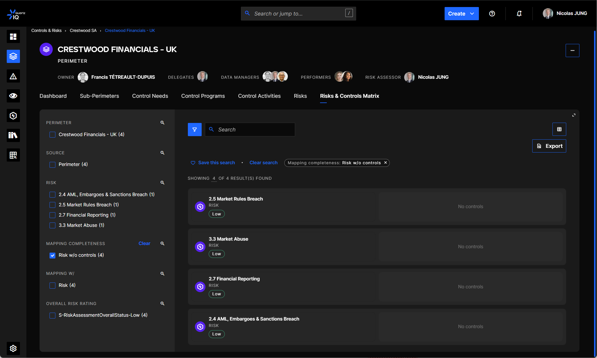 Risks &amp; Controls Matrix